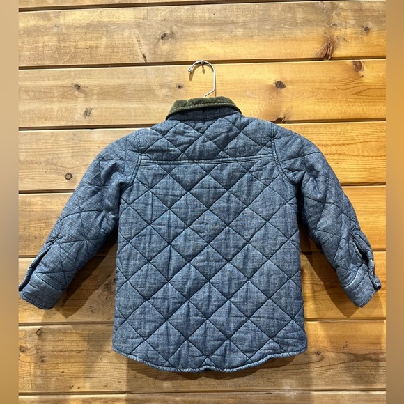 Old Navy Quilted Denim Chambray Button Front Sweater Jacket Coat Corduroy Accent - Picture 2 of 8